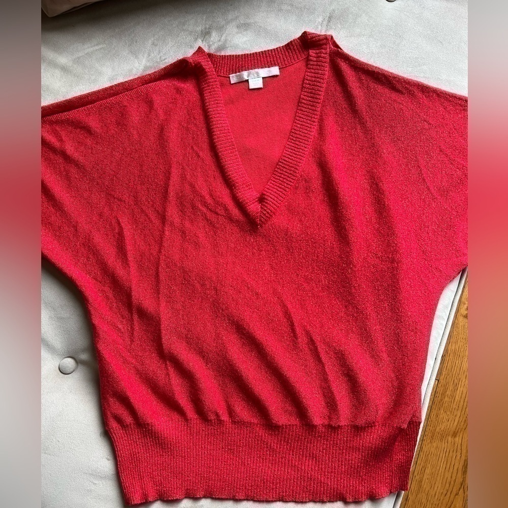 Red, sparklyBoston proper cold shoulder sweater -Sz Med